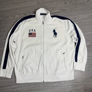Polo Ralph Lauren USA Flag Big Pony Embroidered Full-Zip Sweatshirt Mens Sz XXL